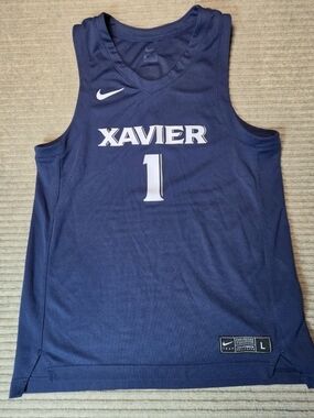 Nike Mens Large Xavier Musketeers Blue #1 Basketball Jersey
